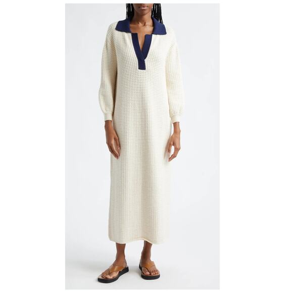 STAUD Altea Waffle-Knit Cotton-blend Maxi Dress Size Large - Picture 1 of 14